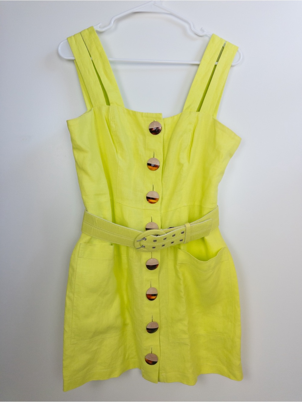 Nicholas Button Double Strap Dress Fluorescent Lime Size 6 - Picture 3 of 14
